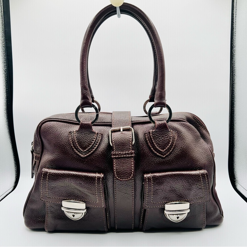 ISANTI BURGUNDY LEATHER BAG SATCHEL SHOULDER BAG GENUINE LEATHER  MADE IN ITALY - Picture 4 of 17